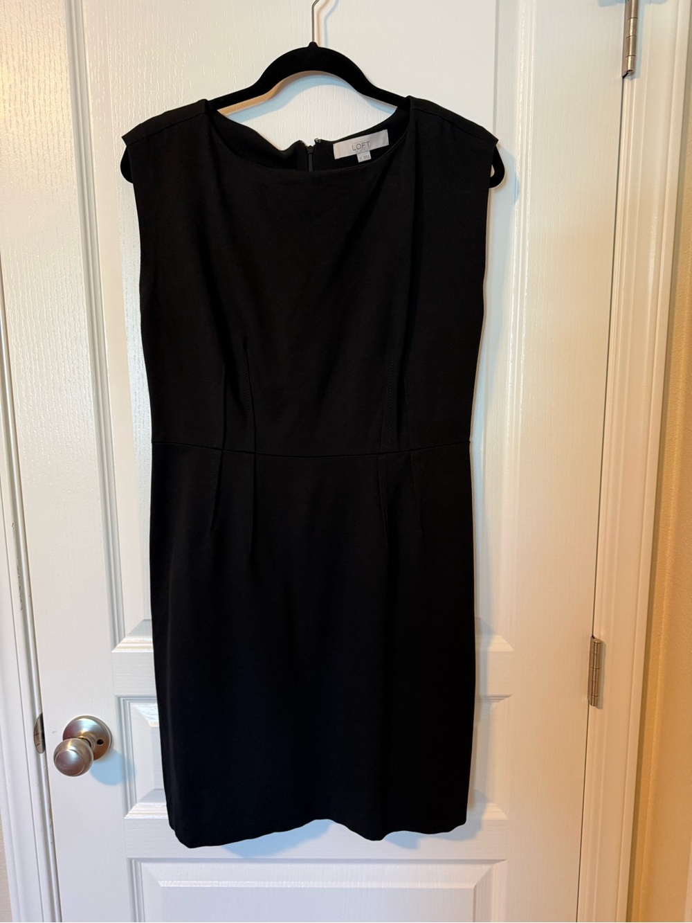 LOFT Black Sleeveless Midi Sheath Dress